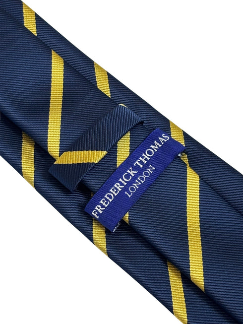 navy dark blue with yellow gold striped tie